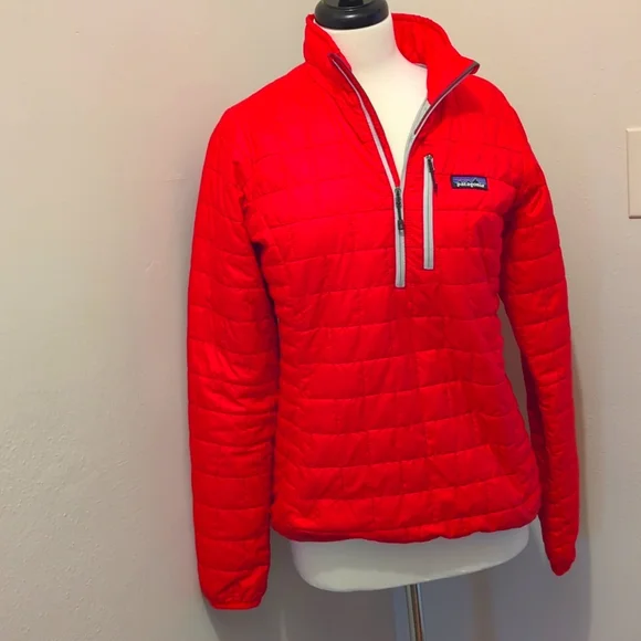 Patagonia Nano Puff insulated pullover 1/4 zip jacket. Red women's medium - Picture 1 of 5